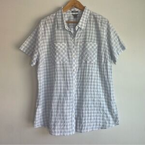 Eddie Bauer  Gingham Print Short Sleeve Button Up Shirt Size 2XL Hiking Outdoors